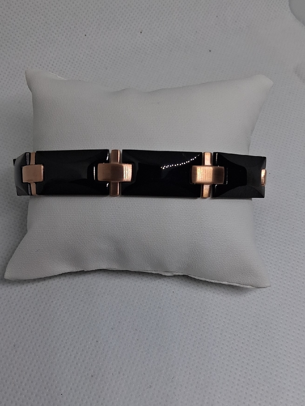 Black Resin Bracelet with Rose Gold Accents